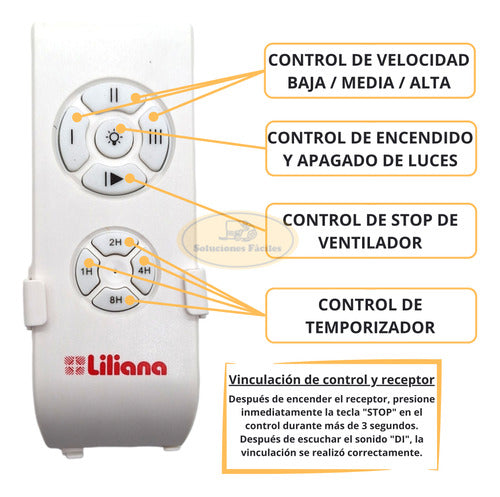 Liliana Control Remoto De Ventilador De Techo VTHM315R Orig 2