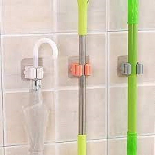 Clip For Broom and Mop - Self-Adhesive Pair Support x3 1