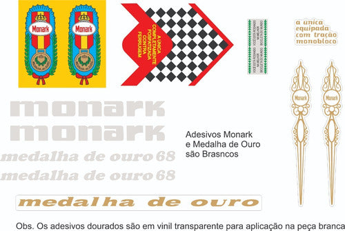 Adesivos Bicicleta Monark Medalha De Ouro 1968 Sem Juros 0