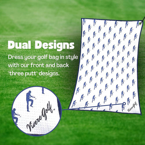 Vivere Golf Three Putt Funny Golf Towel for Golf Bag w/ Clip 3