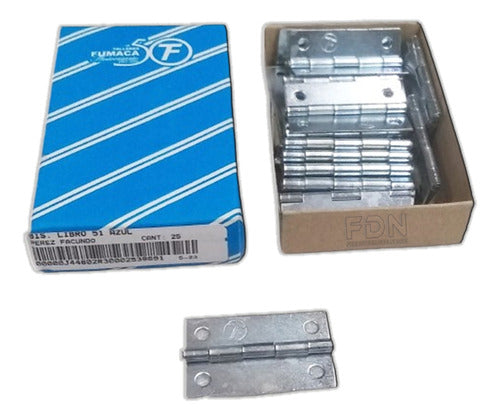 Fumaca Zinc Plated Hinge Book - 51mm - 4 Boxes x 25 Units 5