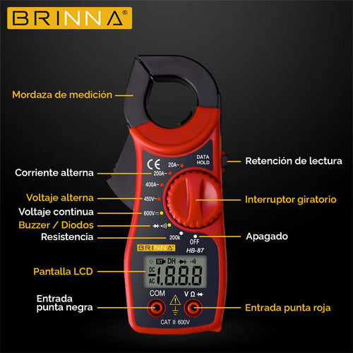 Brinna 113D Multimeter + HB-87 Amperometric Clamp Meter Combo 7