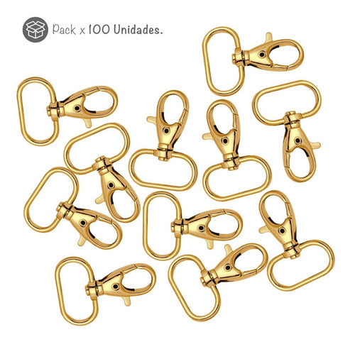 Set of 100 Durable Zinc Alloy Swivel Snap Hooks - 30 x 40mm Keychain Base with Closure 2