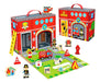 Tooky Toy Fire Station Playset Wooden 18 Pcs 0