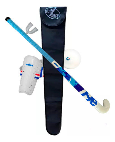 Hockey Equipment Set: Stick, Case, Mouthguard, Ball, Shin Guards Striker 0