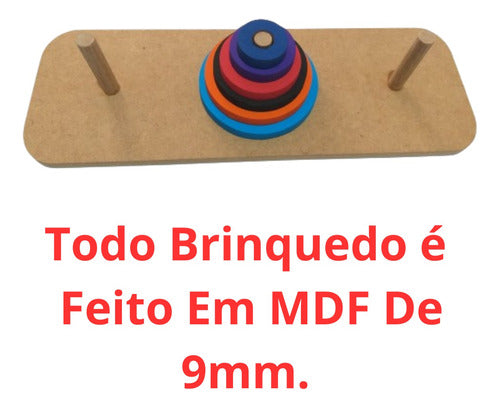 Torre De Hanói Brinquedo Educativo E Pedagógico Em Mdf 1