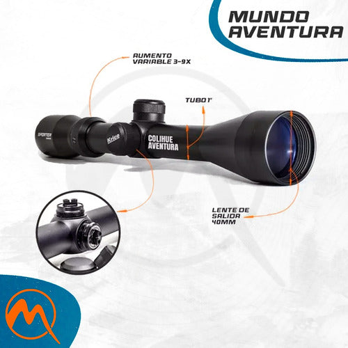 Cannon Co Mira Telescopica 3-9x40 + Montajes Gratis! 1