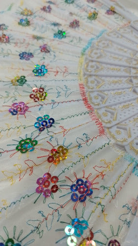 Vintage Dance Sequin Fabric Fan for Weddings Souvenir 2