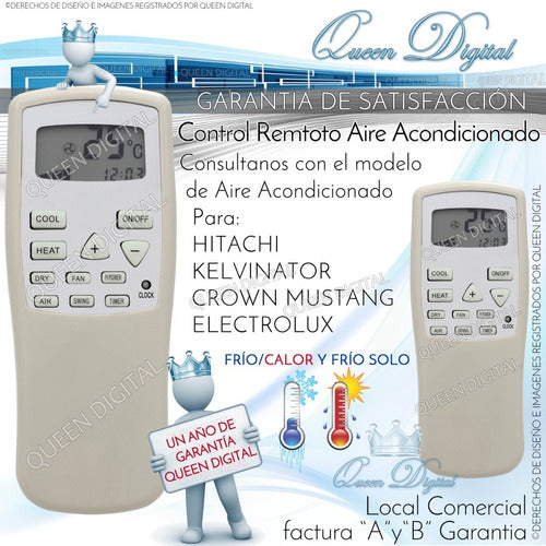 Queen Digital Remote Control for Air Conditioner - Compatible with Sunny Electrolux 1