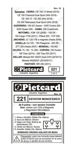 Guerrero Queen Tundra GXR 150 - 200 CC Pietcard 221 Stator 2