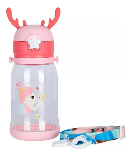 Mix Market Children's Bottle Cup Horned Deer 600ml with Strap and Stickers 0