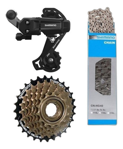 Kit Transmisión Shimano 21v Cambio-cadena- Piñon 7v Rosca 0