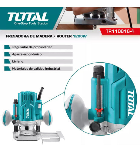 Fresadora Router 1200w Rebajadora Tupi Total 6-8-1/4' + Guía 4