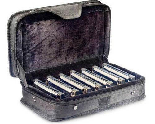 Stagg Set of 7 Harmonicas A Bb C D E F G with Case 0