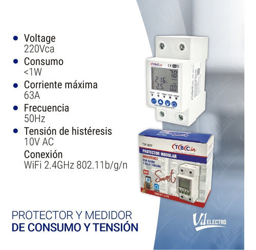 Protector De Tension Y Medidor De Consumo Smart App Wifi 1