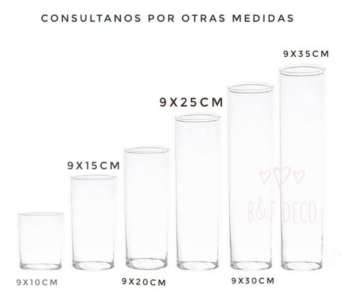 Set of 6 Glass Vases 9x15 cm Cylinder Centerpiece 3