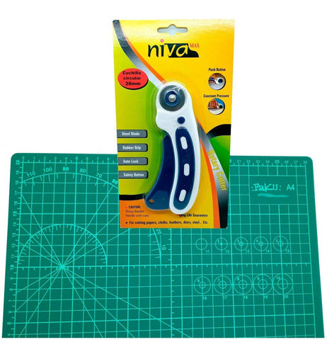 Niva Cutter Para Patchwork Rotativo 28mm Con Tabla De Corte A4 0