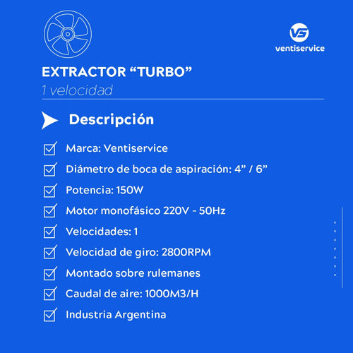 Extractor Kitchen Hood Motor Turbo Double Turbine 4'' 6'' 2