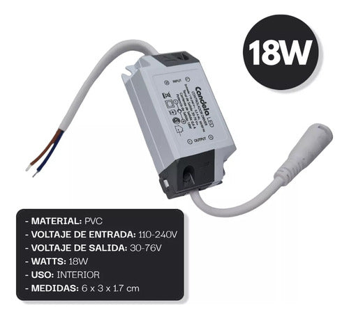 5 Controladores Driver Panel Led 18w Fuente Transf. Candela 1