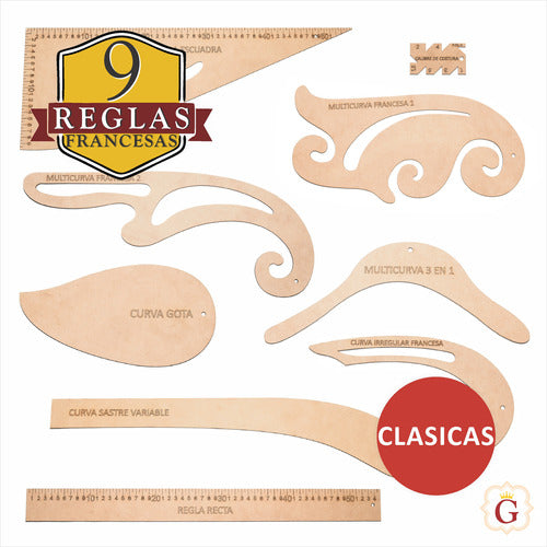 Granada Productos French Ruler Set for Sewing and Tailoring - 9 Piece Set 1