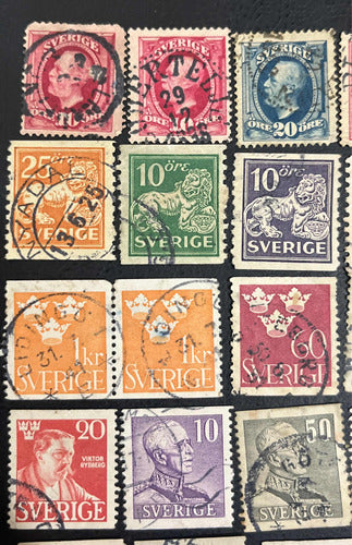 Sellos Correo Suecia Antiguo 29 Estampillas Suecas Fin S Xix 1