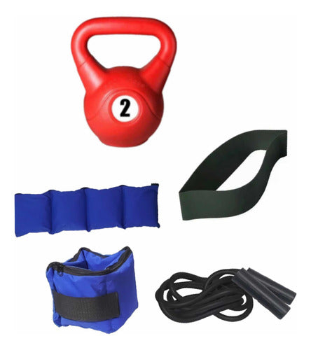 Kit Glúteos Piernas Tobilleras 2kg, Banda, Soga, Rusa 2kg 0