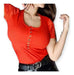 Lace Detail Ribbed Top with Buttoned Neckline 3