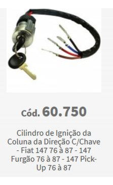 Cilindro De Ignição / Miolo Volante Fiat 147 C/chave - 76/87 5