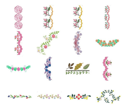 Mundo Catixci 80 Matrices P/ Maquinas De Bordar Bordes Florales / Flores 2