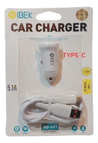 Ibek 5.1A Car Charger USB A + Type C with Cable 0