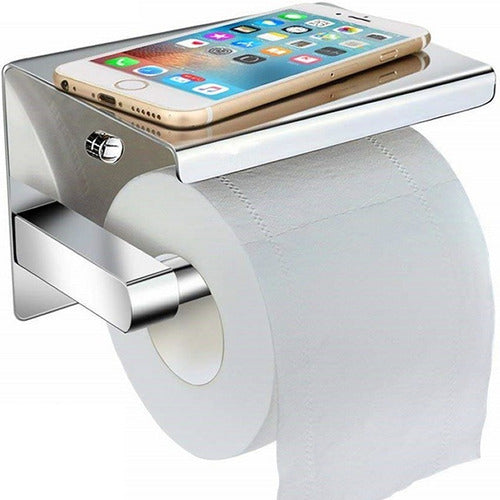 Portarrollo Soporte Papel Higiénico Celular Premium Inox 0