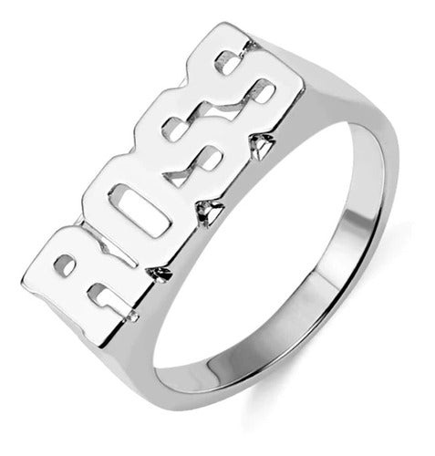 Joyas Rex Initials Ring in 925 Silver Typographic Stamp 2 1