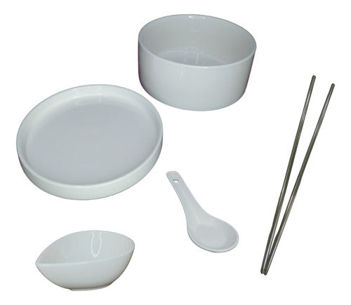 Galario Productos Set Sushi Ceramica Cazuela Tapa Palillos Cuchara Salserox4pz 0