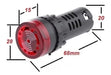 BAW 24V Red LED Sound Indicator Buzzer for 22mm Dashboard 1