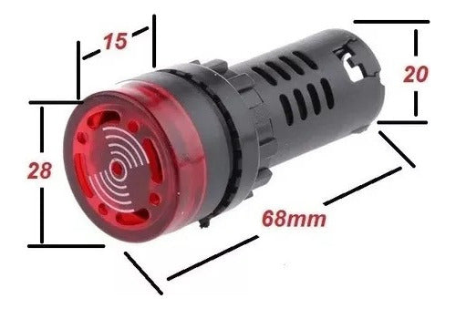 BAW 24V Red LED Sound Indicator Buzzer for 22mm Dashboard 1