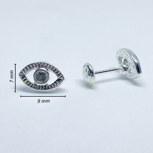 Wadaba 925 Silver Open Style Earrings with Turkish Eye and Cubic 7