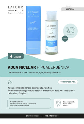 Andre Latour Agua Micelar Hipoalergénica Demaquillante 200ml 2