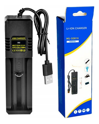 LI-ON Charger Rechargeable Battery Charger 18650 Lithium USB 5V 1