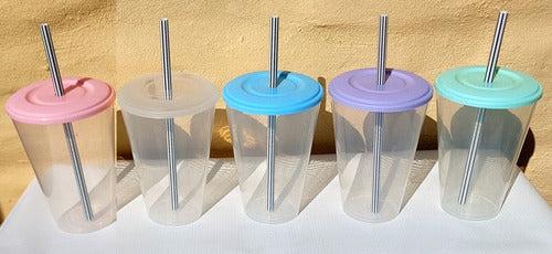 20-Pack Large 420cc Transparent Conical Glass with Lid and Reusable Straw Souvenir 3