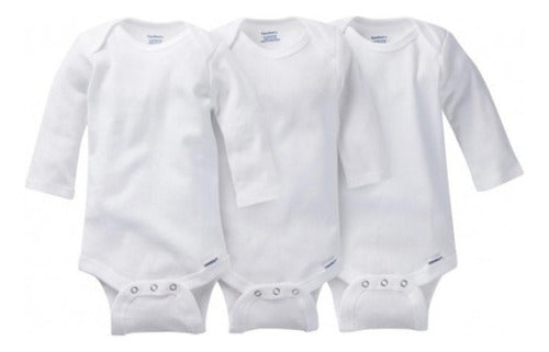 Gerber Set of 3 White Long-Sleeve Bodysuits 2
