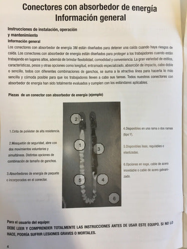 3M Salvacaídas Cabo De Vida Doble En Y Con Amortiguador 2