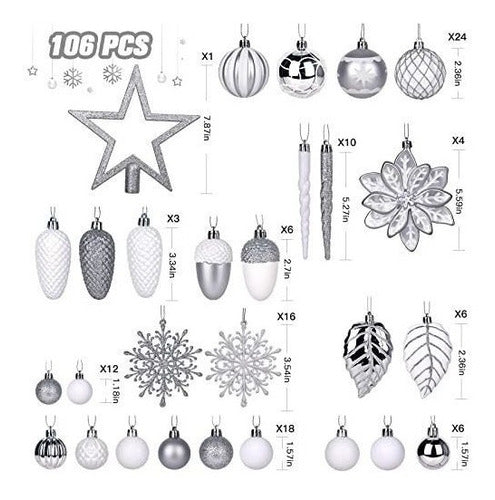 106 Adornos Navideños Variados De Plastico Irrompible - W&si 1