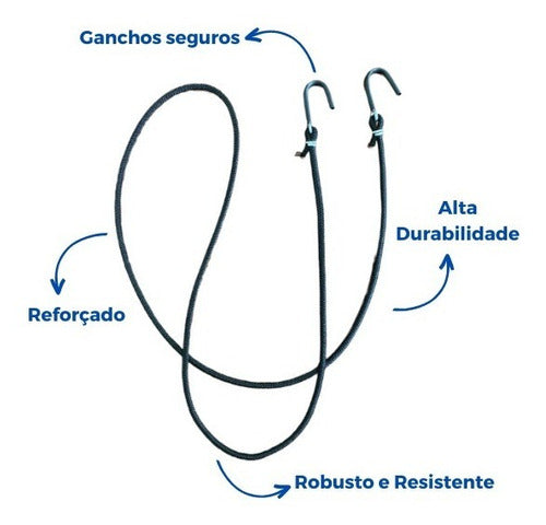 03 Elásticos Aranha Ganchos De Ferro 2,0 Metros 1