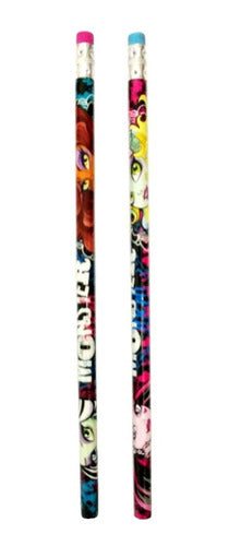 Black Pencil with Monster High Eraser x 2 Units 0