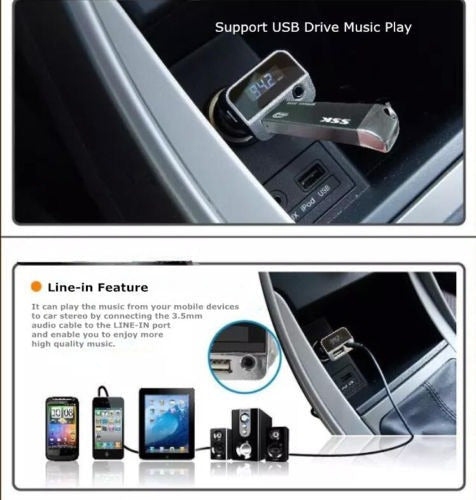 2.1a Nuevo Usb Coche Cargador Coche Mp3 Fm Transmisor De 3,5 4