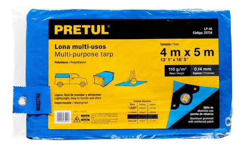 Lona Toldo Pretul 4 X 4 Metros Reforzada Azul Aluminio Fc 1