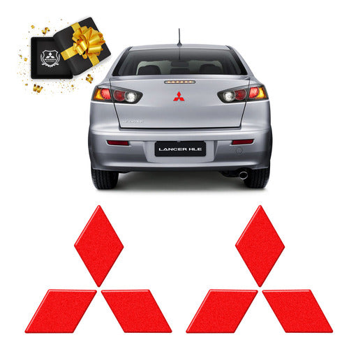 Emblemas Logo Lancer Mitsubishi Adesivo Resinado Refletivo 1