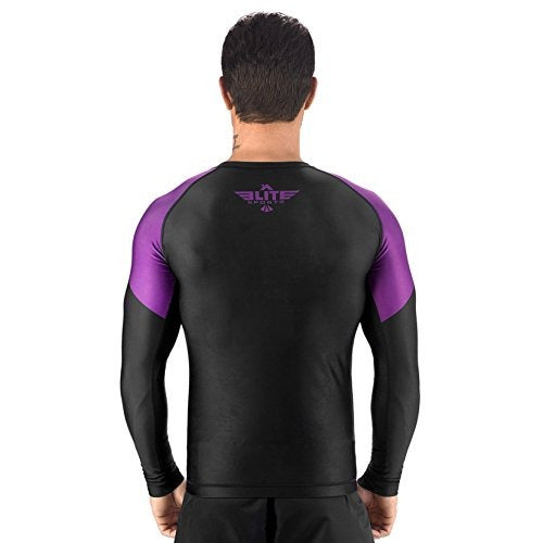 Elite Sports Full Long Sleeve Compression Rash Guard, Mma, Bjj, No Gi, Cross Training, Small, Purple 3