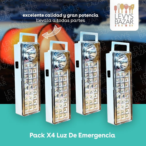 Levys Bazar Pack X4 Rechargeable Emergency LED Light 220V 1