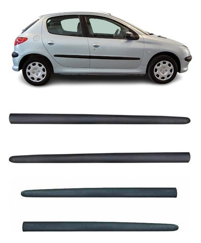 Peugeot 206 5-Door Black Side Mouldings Set 4 Pieces by Rapinese Xxz 0
